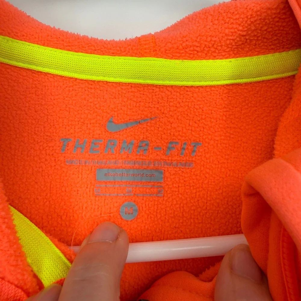 Nike Therma-FIT Womens Full Zip Hoodie Neon Orange Coral Fleece‎ Jacket Medium